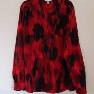 Calvin Klein Red Black Blouse Like New